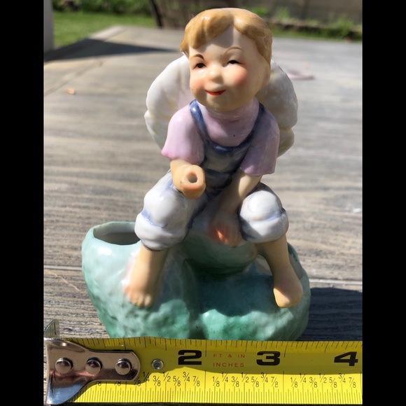 porcelain cactus planter young boy sitting on rock - Picture 4 of 14